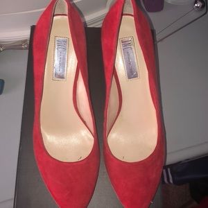 Bright Red suede Heals size 10